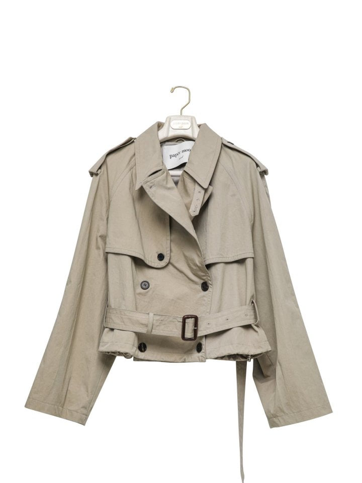 Paper Moon - Korean Women Fashion - #momslook - Oversized Crop Trench Coat - 3