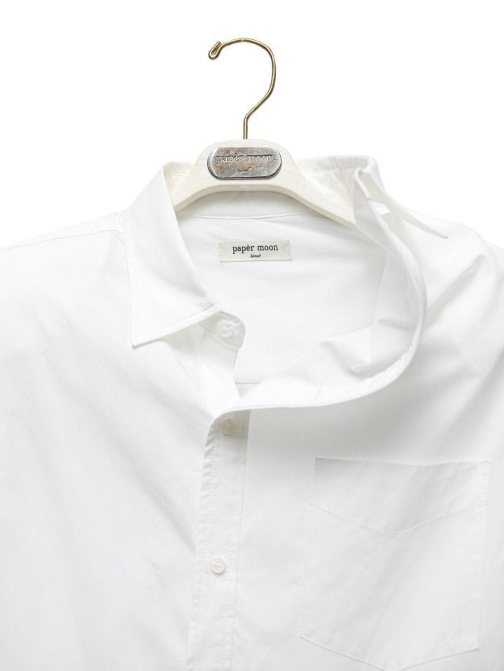 Paper Moon - Korean Women Fashion - #momslook - Unbalanced Collar Poplin Button Down Shirt - 9