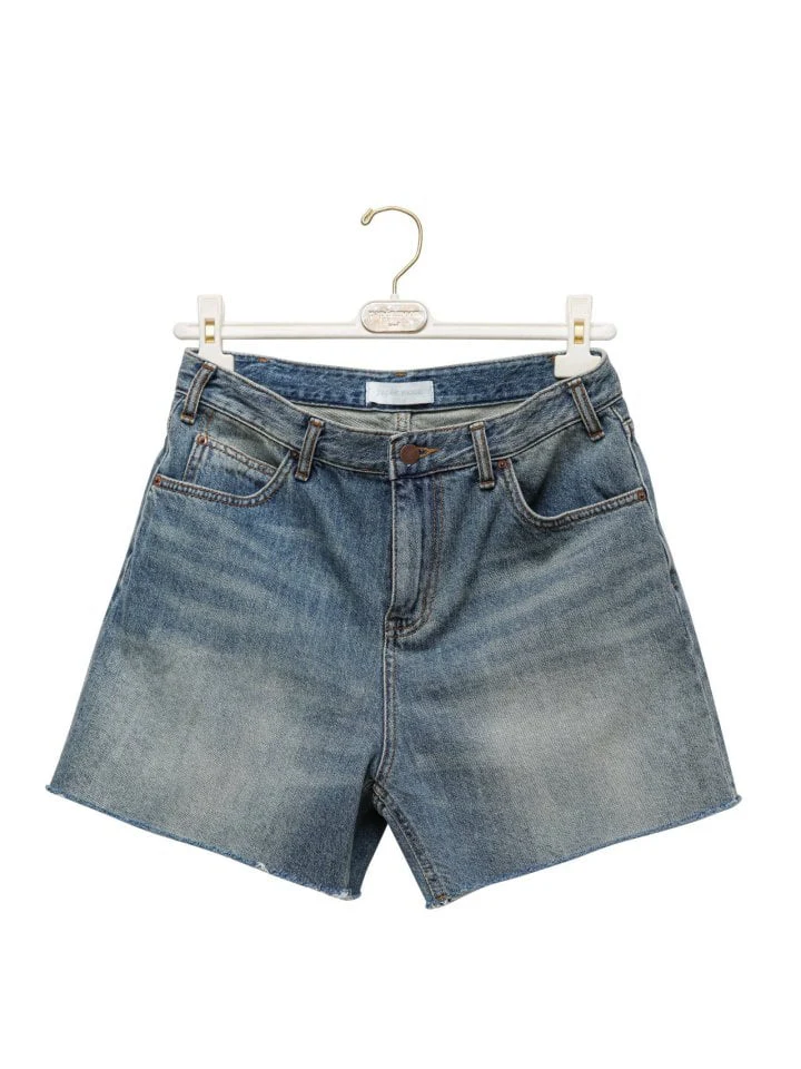 Paper Moon - Korean Women Fashion - #momslook - Raw Cut Washed Denim Shorts - 8