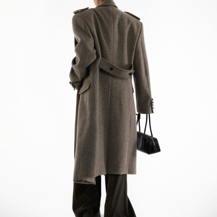 Paper Moon - Korean Women Fashion - #momslook - Oversized Herringbone Wool Double Breaste Coat - 3