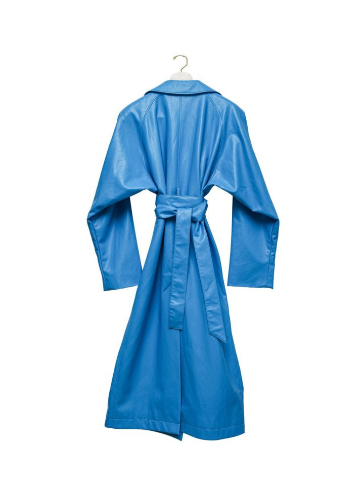 Paper Moon - Korean Women Fashion - #momslook - Padded Shoulder Leather Maxi Trench Coat - 8