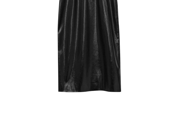 Paper Moon - Korean Women Fashion - #momslook - Metallic Leather Slit Skirt - 9