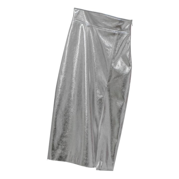 Paper Moon - Korean Women Fashion - #momslook - Metallic Leather Slit Skirt - 5