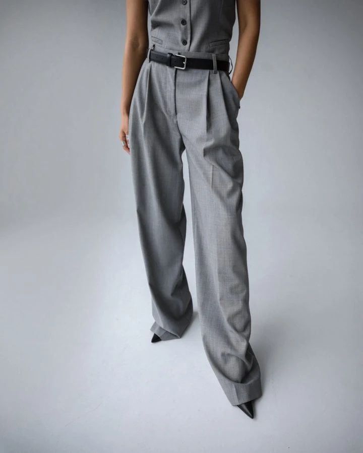 Paper Moon - Korean Women Fashion - #momslook - Sharskin Pintuck Wide Pants