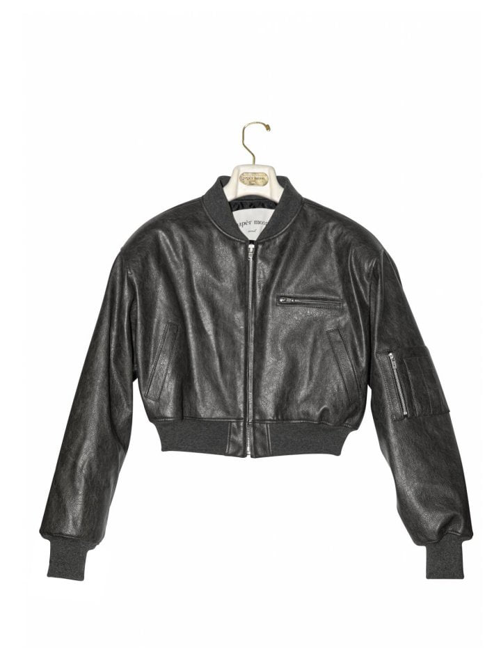 Paper Moon - Korean Women Fashion - #momslook - Vegan Leather Crop Full Up Bomber Jacket - 5