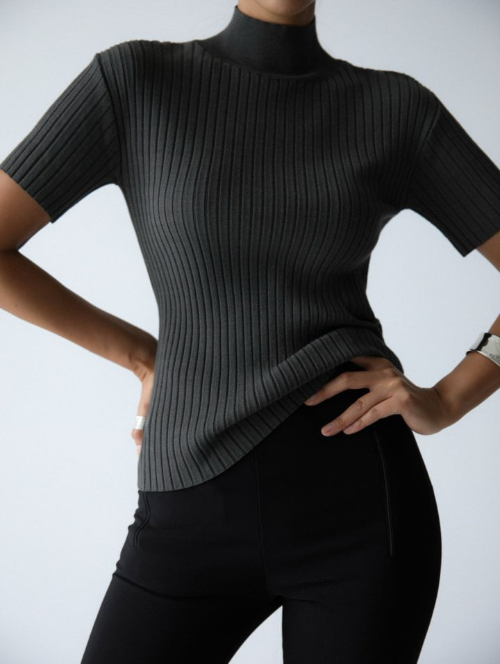 Paper Moon - Korean Women Fashion - #romanticstyle - Classic Ribbed Half Turtleneck Knit Top - 2