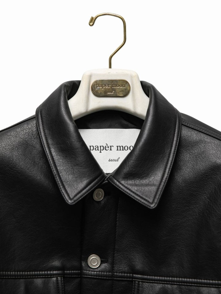 Paper Moon - Korean Women Fashion - #shopsmall - Vegan Leather Mix Trucker Jacket - 7