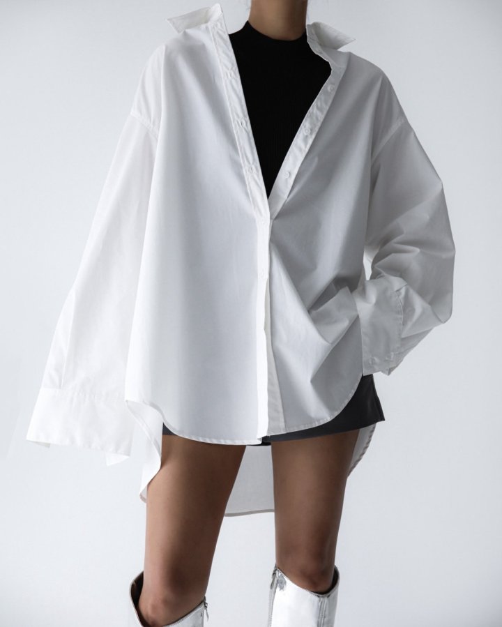 Paper Moon - Korean Women Fashion - #thelittlethings - Oversized Wide Sleeve Button Shirt - 2