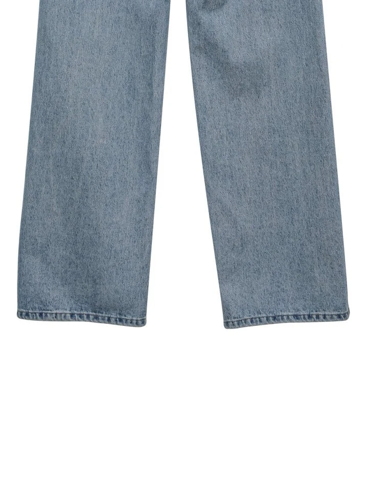 Paper Moon - Korean Women Fashion - #vintageinspired - Wrap Button Fly Straight Denim Jeans - 11