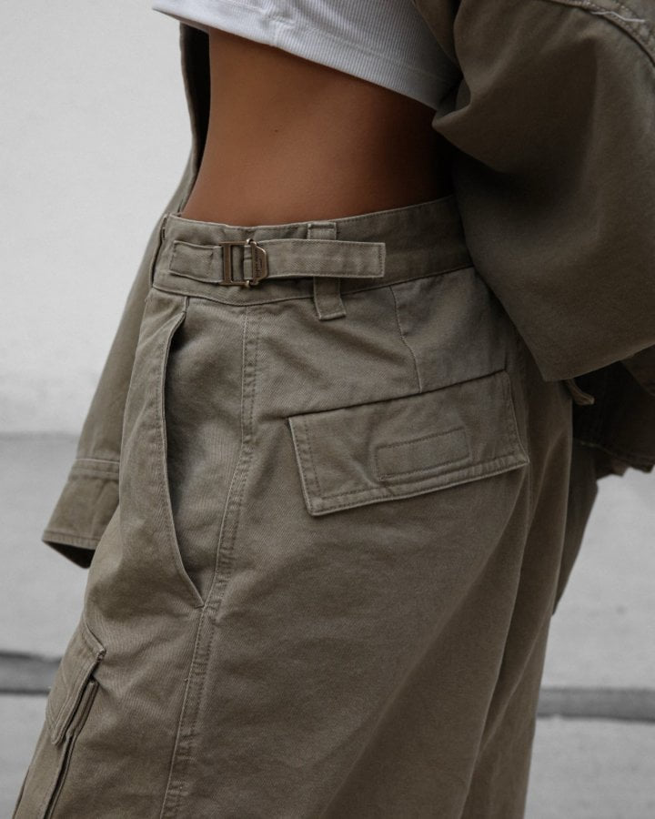 Paper Moon - Korean Women Fashion - #vintageinspired - Washed Cotton Cargo Bermuda Pants