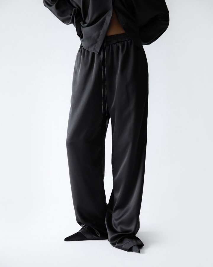 Paper Moon - Korean Women Fashion - #womensfashion - Satin Bandidng Wide Pants - 2