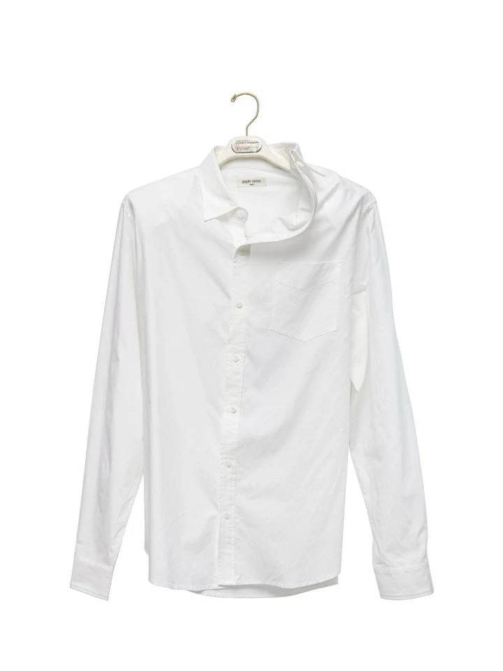 Paper Moon - Korean Women Fashion - #womensfashion - Unbalanced Collar Poplin Button Down Shirt - 6