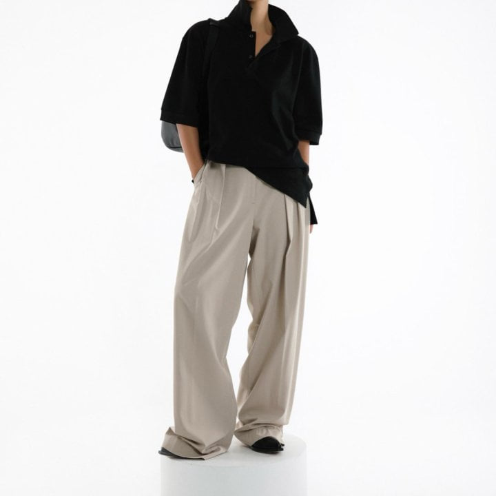 Paper Moon - Korean Women Fashion - #womensfashion - Low Waisted Double Pleated Wide Trouser