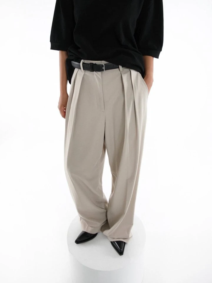 Paper Moon - Korean Women Fashion - #womensfashion - Low Waisted Double Pleated Wide Trouser - 3