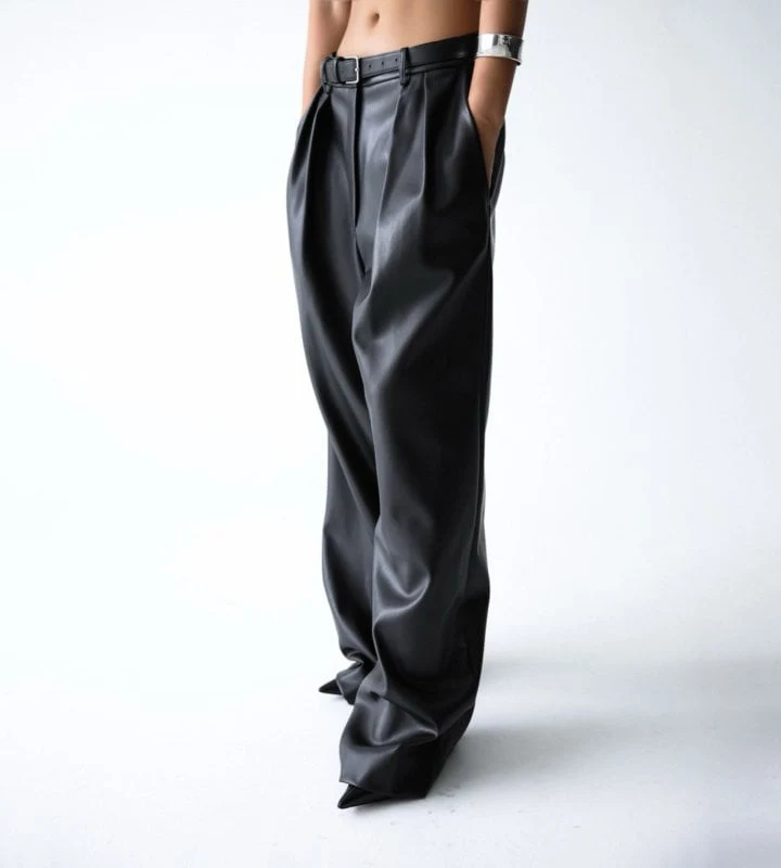 Paper Moon - Korean Women Fashion - #womensfashion - Leather Low Waist Trouser - 2