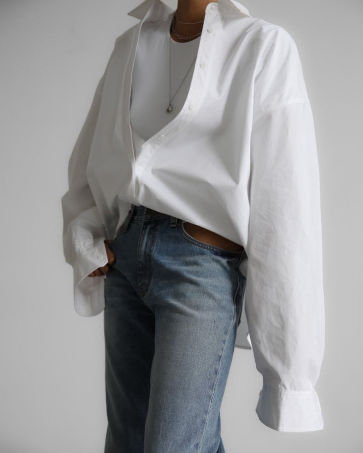 Paper Moon - Korean Women Fashion - #womensfashion - Swing Collar Cotton Button Down Shirt