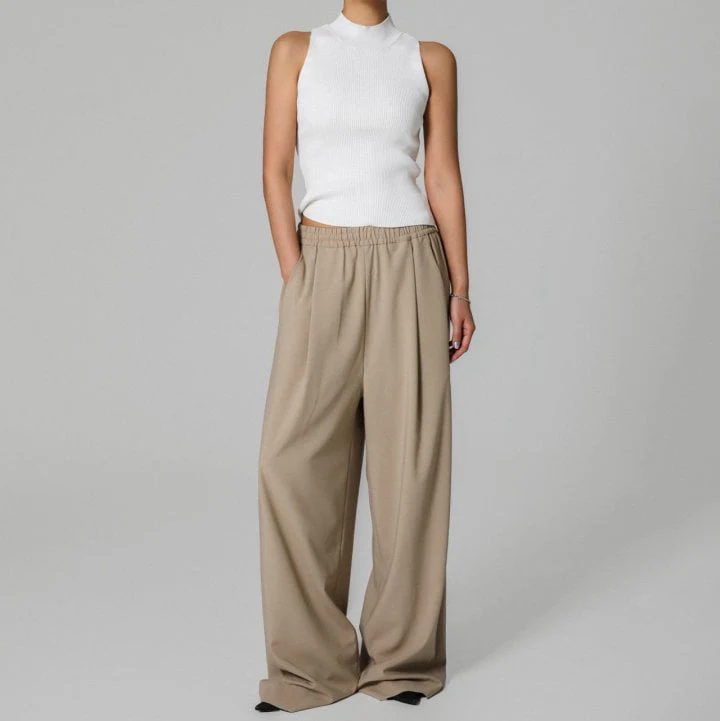 Paper Moon - Korean Women Fashion - #womensfashion - Banded String Wide Maxi Trouser - 3