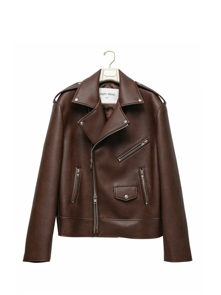 Paper Moon - Korean Women Fashion - #womensfashion - Oversized Chunky Zipped Leather Biker Jacket - 3