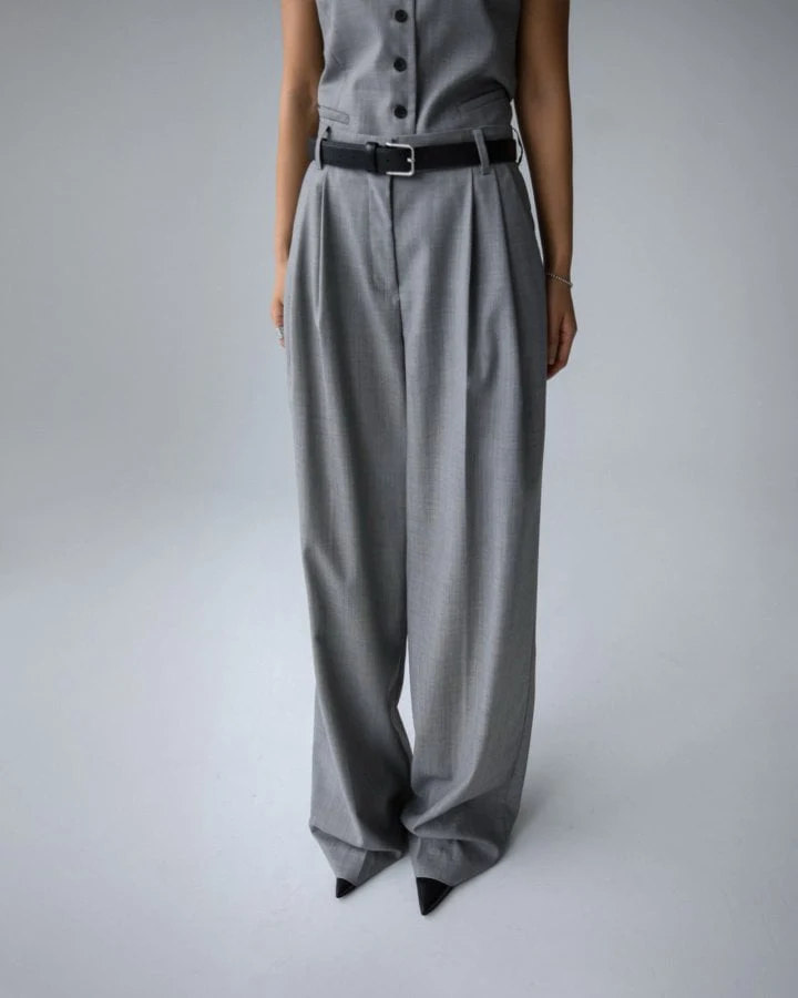 Paper Moon - Korean Women Fashion - #womensfashion - Sharskin Pintuck Wide Pants - 2