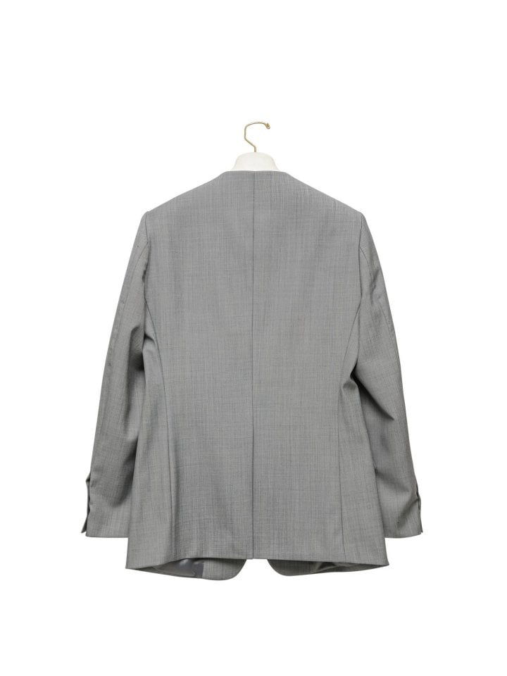 Paper Moon - Korean Women Fashion - #momslook - Sharkskin Collarless Oversized Jacket - 4