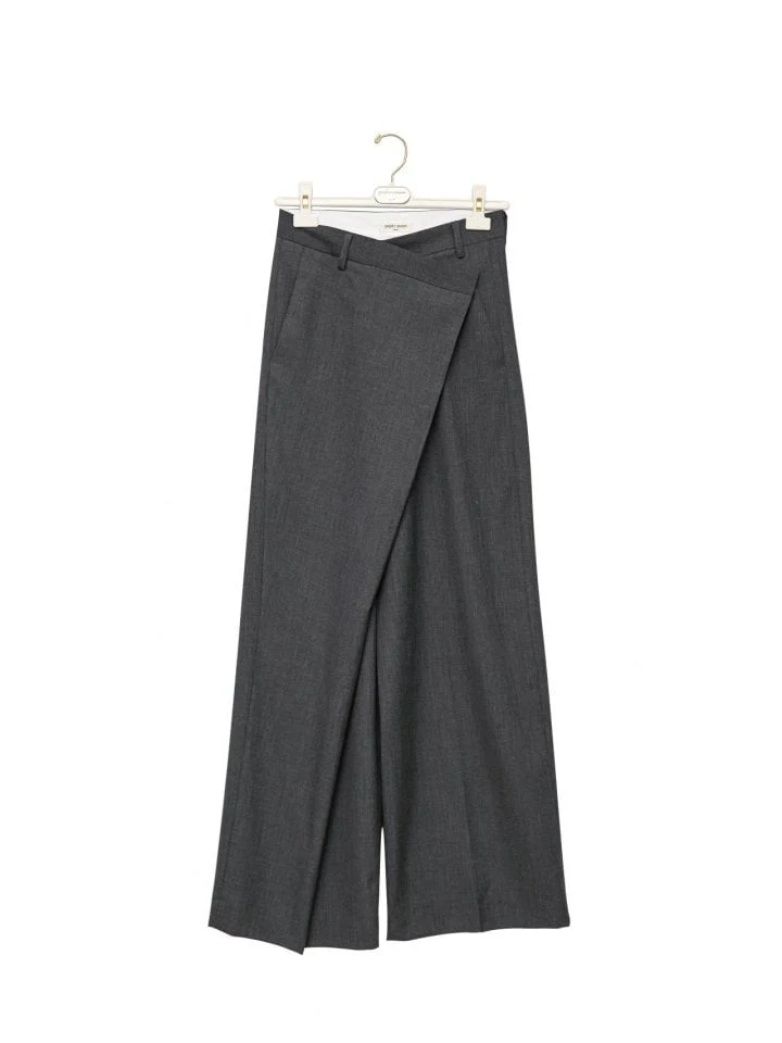 Paper Moon - Korean Women Fashion - #womensfashion - Asymmetry Pintuck Wide Maxi Pants - 3