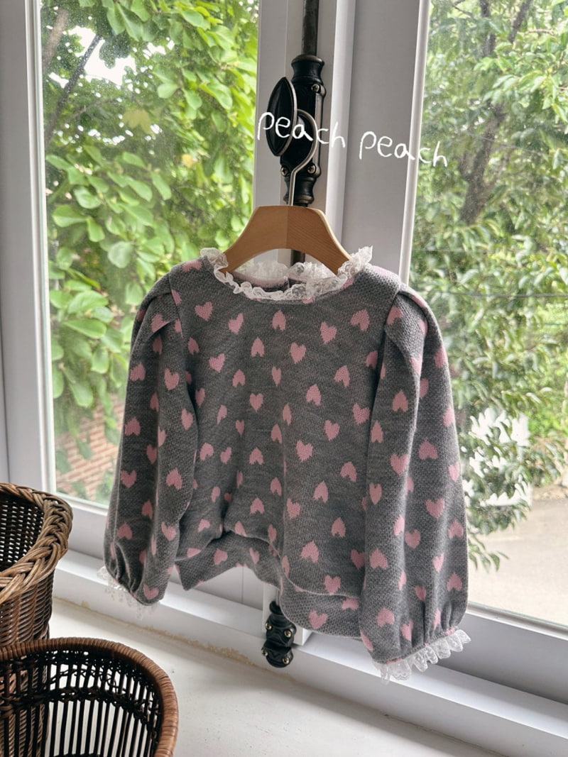 Peach Peach - Korean Children Fashion - #designkidswear - Romance Heart Knit - 7