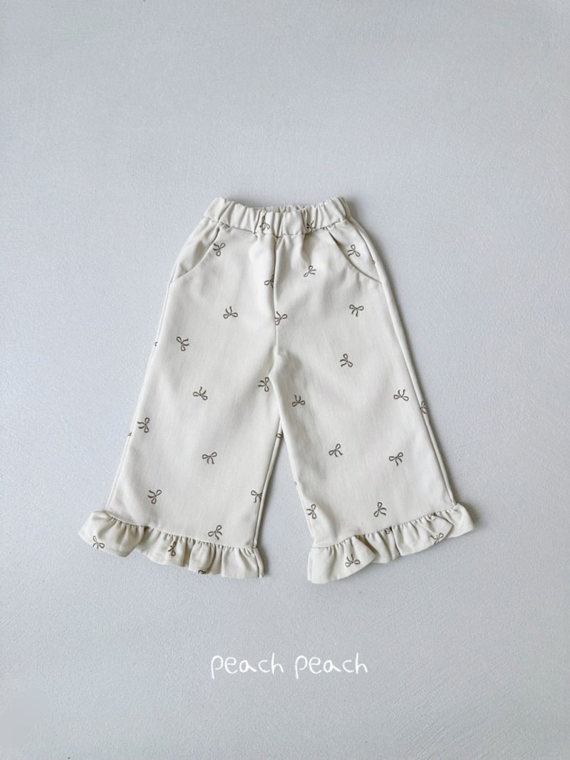 Peach Peach - Korean Children Fashion - #toddlerclothing - Ribbon Frill Pants - 4