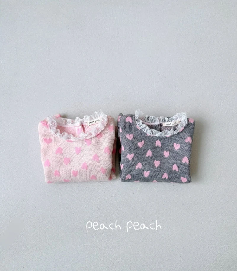 Peach Peach - Korean Children Fashion - #toddlerclothing - Romance Heart Knit - 4