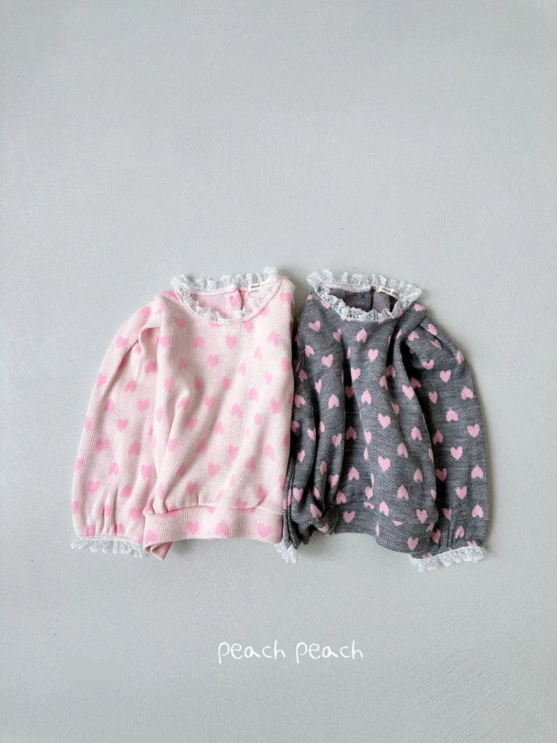 Peach Peach - Korean Children Fashion - #todddlerfashion - Romance Heart Knit - 2