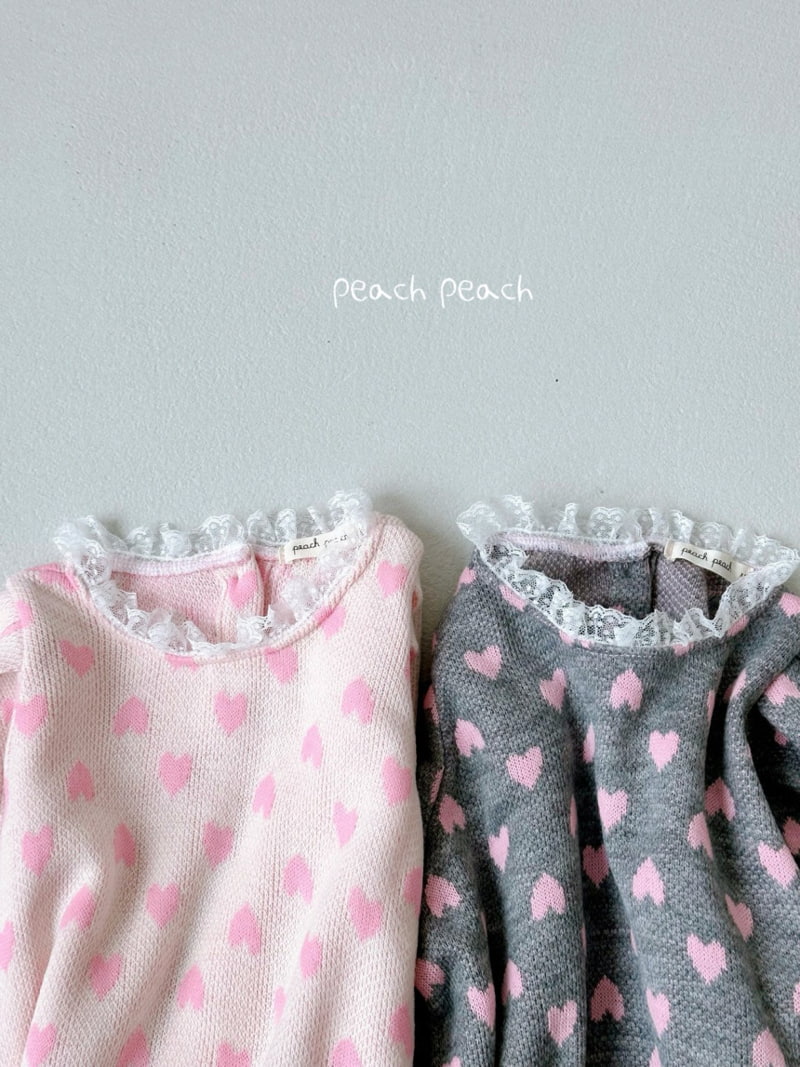 Peach Peach - Korean Children Fashion - #toddlerclothing - Romance Heart Knit - 3