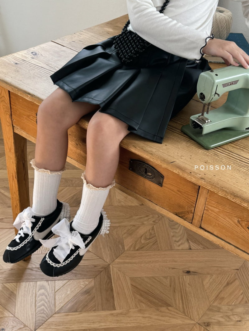 Poisson - Korean Children Fashion - #childofig - Leather Pleats Skirt Pants - 2