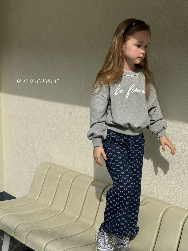 Poisson - Korean Children Fashion - #designkidswear - Bree Ribbon Denim Pants - 4