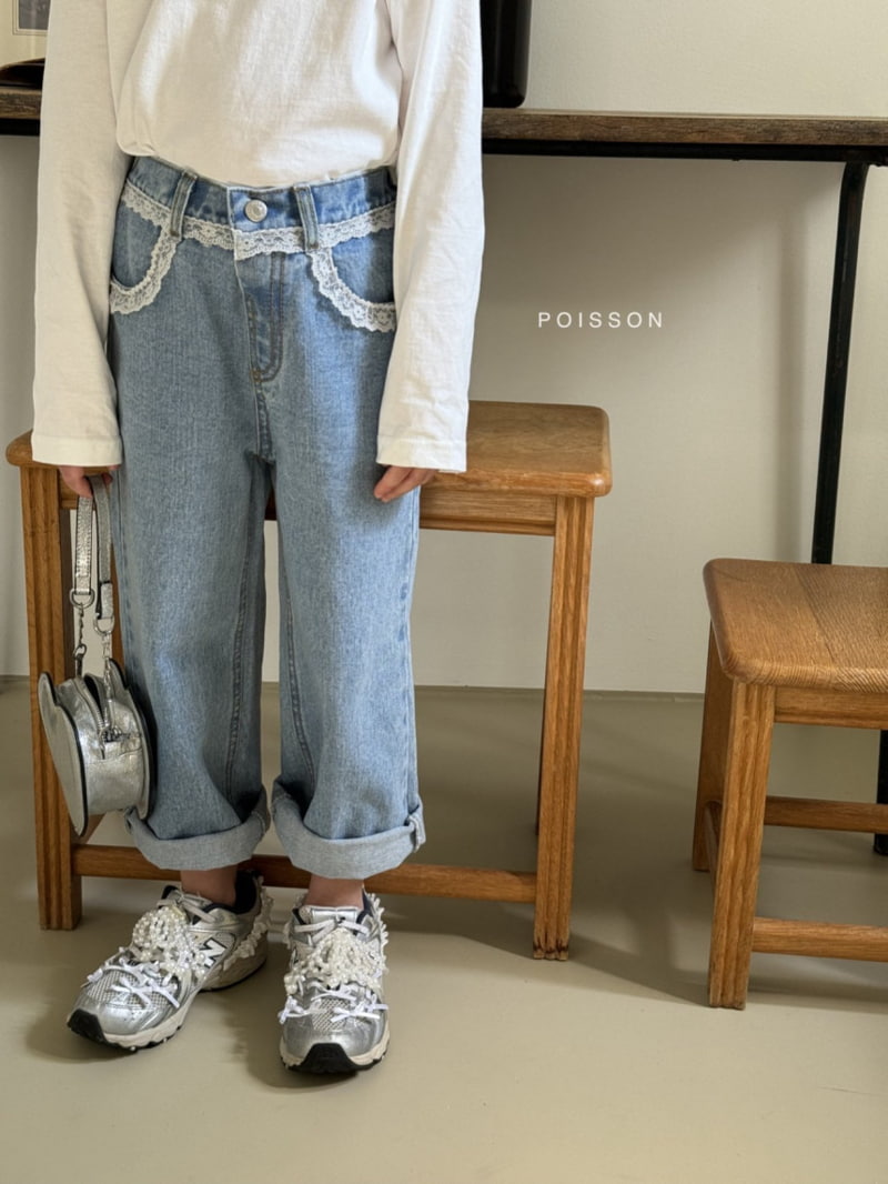 Poisson - Korean Children Fashion - #kidsshorts - Lace Denim Pants - 2