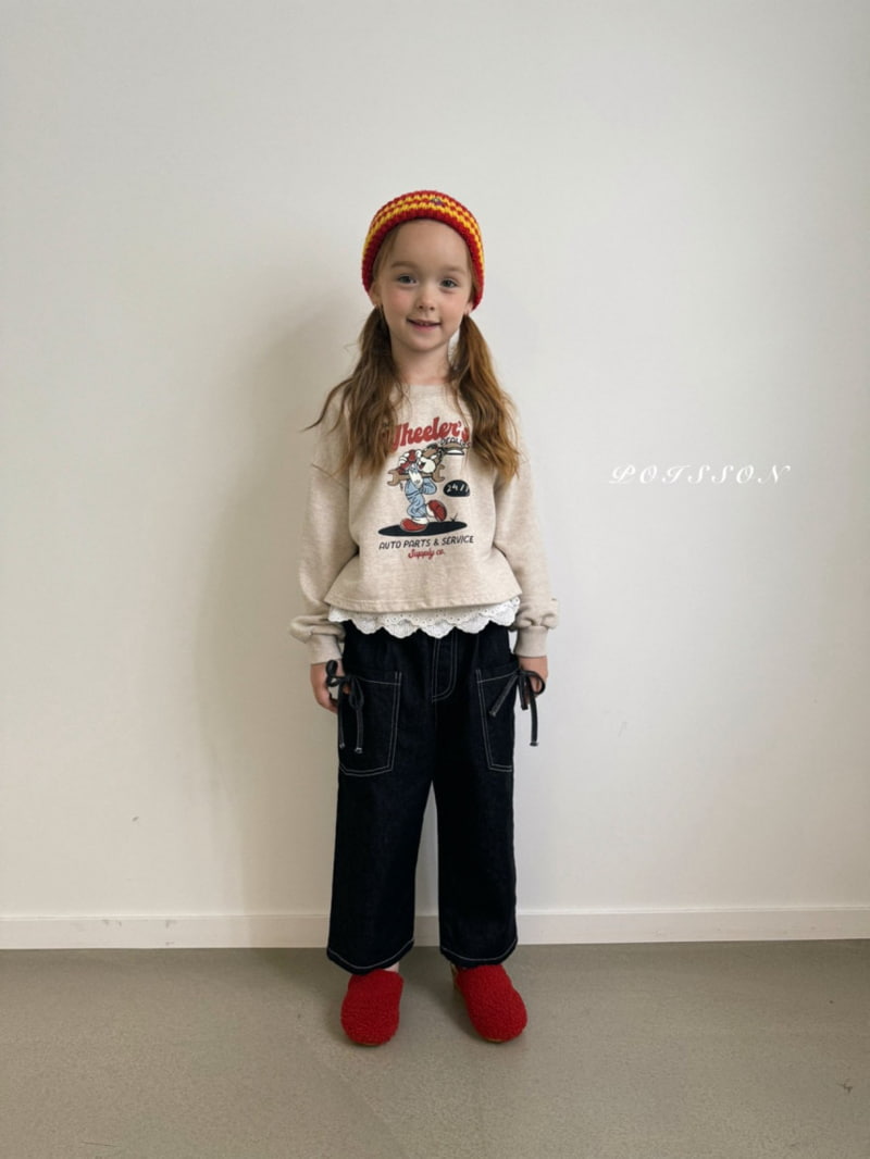 Poisson - Korean Children Fashion - #kidsshorts - Stitch Ribbon Pants  - 6