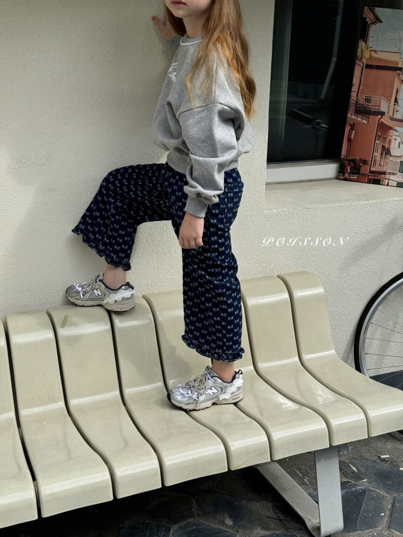 Poisson - Korean Children Fashion - #kidzfashiontrend - Bree Ribbon Denim Pants - 8