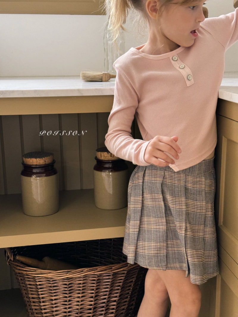 Poisson - Korean Children Fashion - #littlefashionista - Check Pleats Skirt Pants - 11