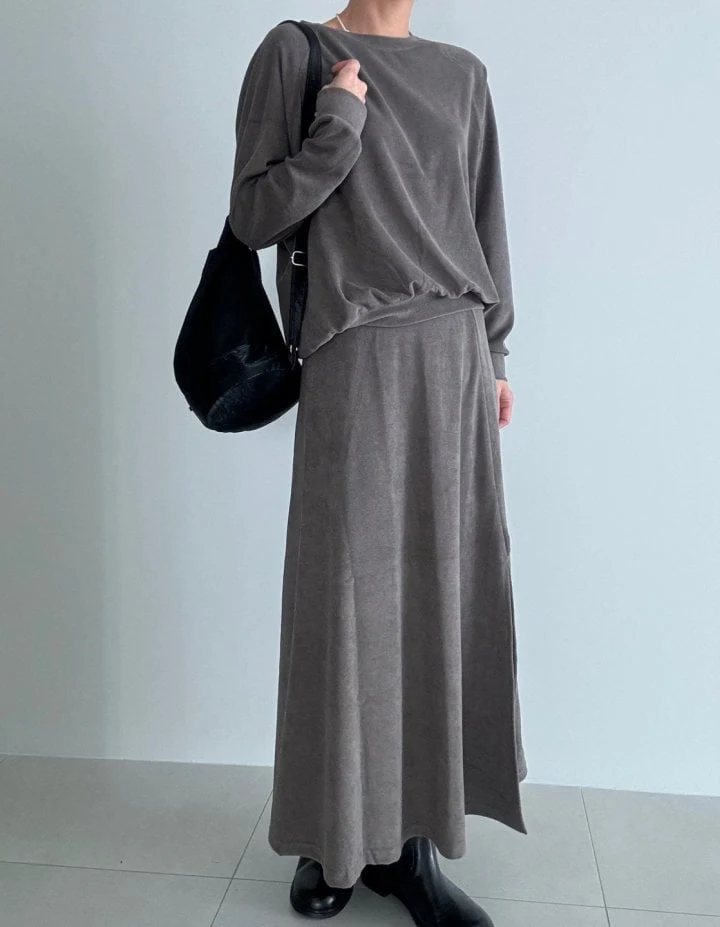 Ripple - Korean Women Fashion - #womensfashion - Delluna Terry Top Skirt Set - 8