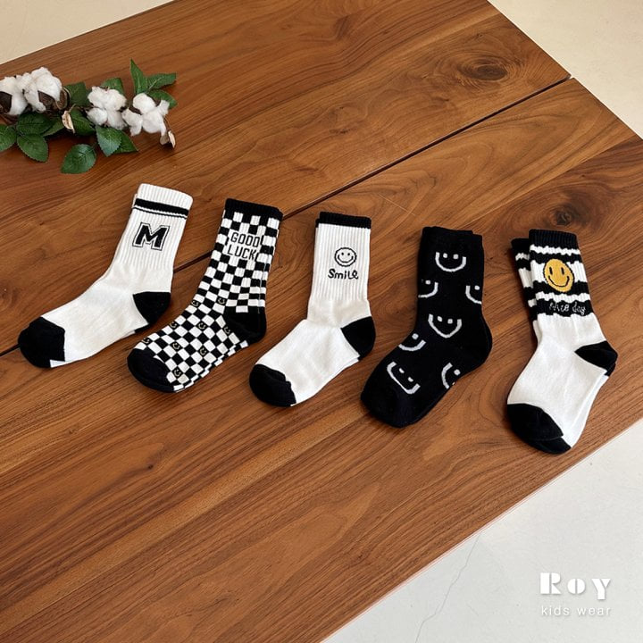 Roy - Korean Children Fashion - #littlefashionista - White Black Socks - 7