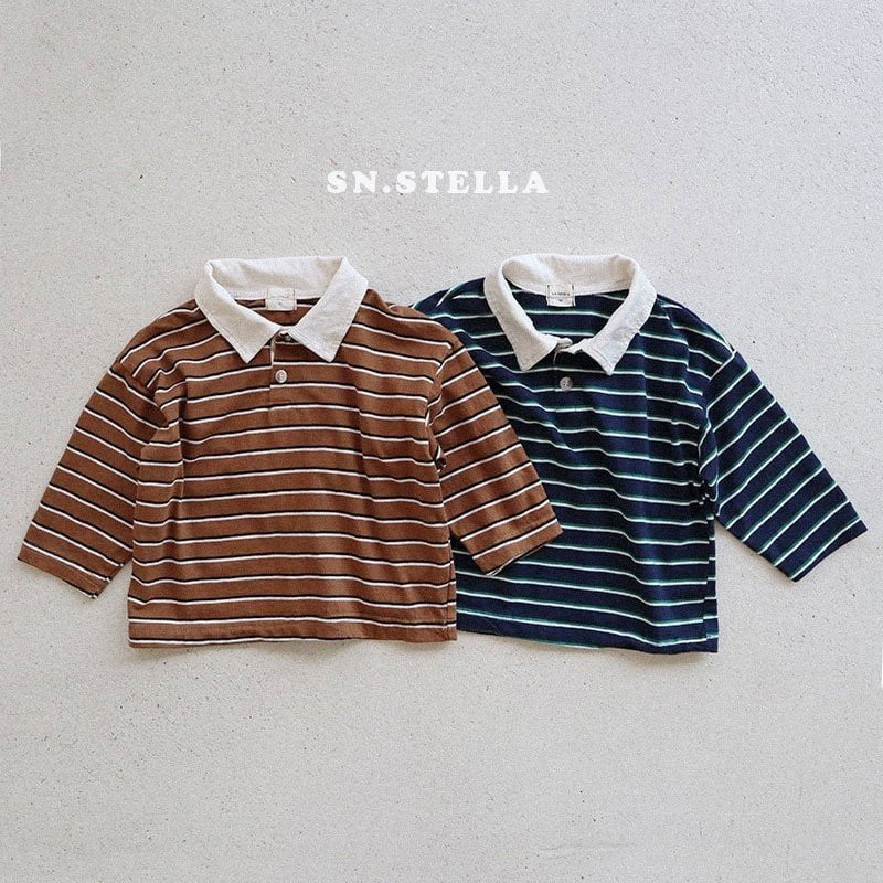 SN - Korean Children Fashion - #kidzfashiontrend - Collar Stripe Tee