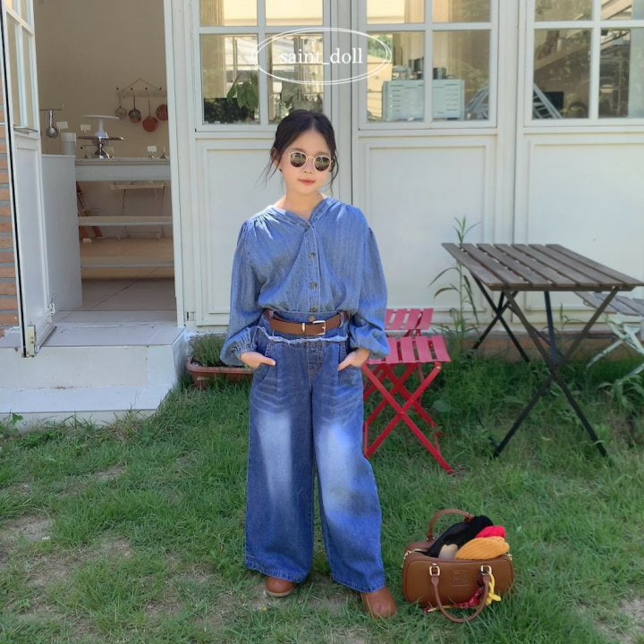 Saint Doll - Korean Children Fashion - #childofig - Over Denim Pants with Mom - 12