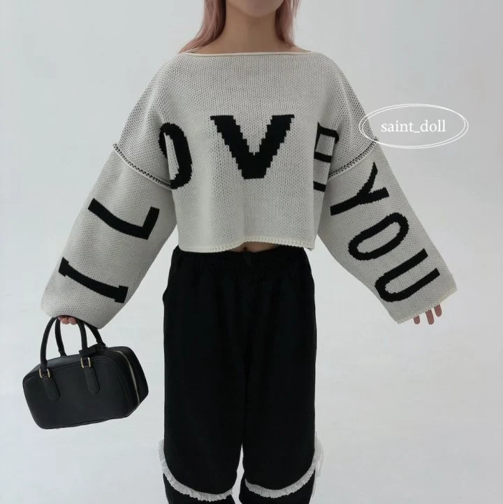 Saint Doll - Korean Children Fashion - #designkidswear - I Love Crop Knit Pullover - 11