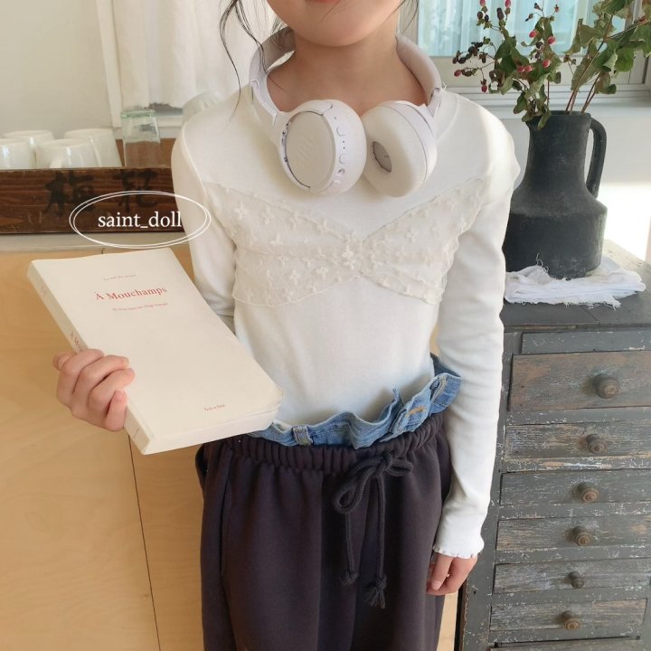 Saint Doll - Korean Children Fashion - #kidsshorts - Lace Shirring Tee - 10