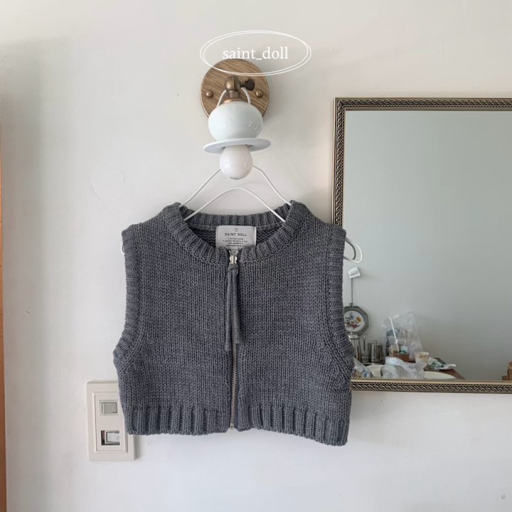 Saint Doll - Korean Children Fashion - #kidsshorts - Zipper Knit Vest - 2