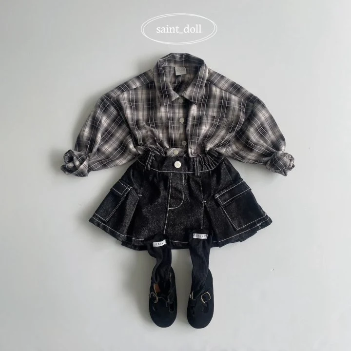 Saint Doll - Korean Children Fashion - #kidsshorts - Check Crop Shirt - 3