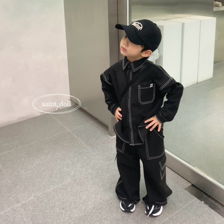 Saint Doll - Korean Children Fashion - #kidsstore - Stitch Cargo Pants - 6