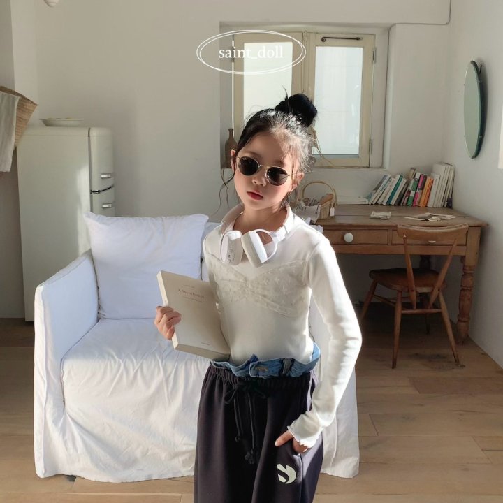 Saint Doll - Korean Children Fashion - #kidzfashiontrend - Lace Shirring Tee - 12