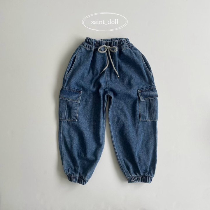 Saint Doll - Korean Children Fashion - #littlefashionista - Denim Cargo Pants - 2