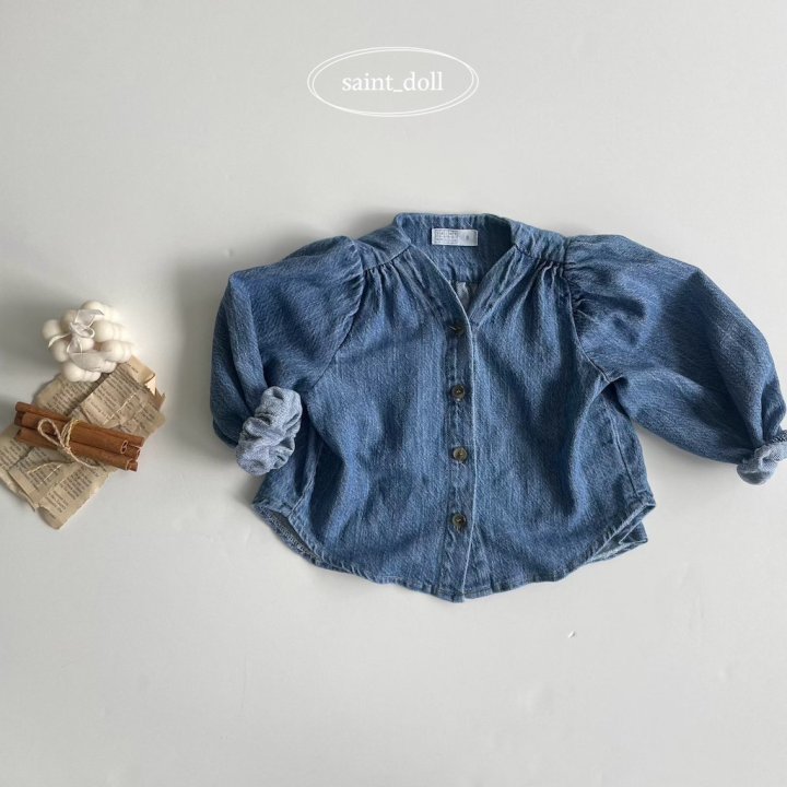 Saint Doll - Korean Children Fashion - #magicofchildhood - Shirring Denim Blouse with Mom