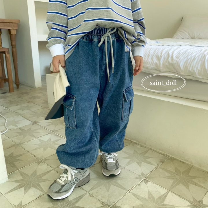 Saint Doll - Korean Children Fashion - #todddlerfashion - Denim Cargo Pants - 6