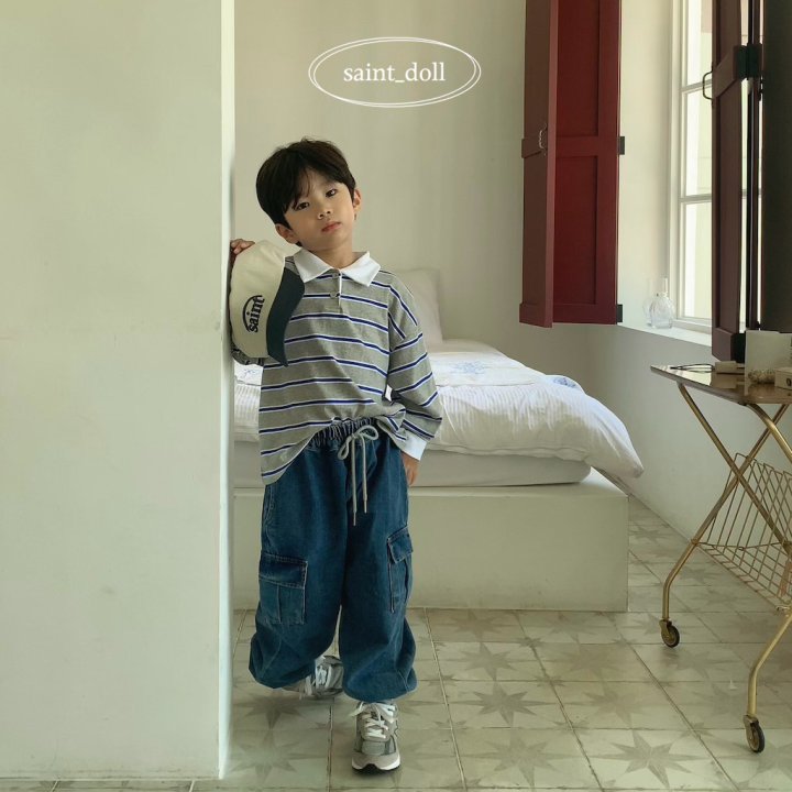 Saint Doll - Korean Children Fashion - #toddlerclothing - Denim Cargo Pants - 7